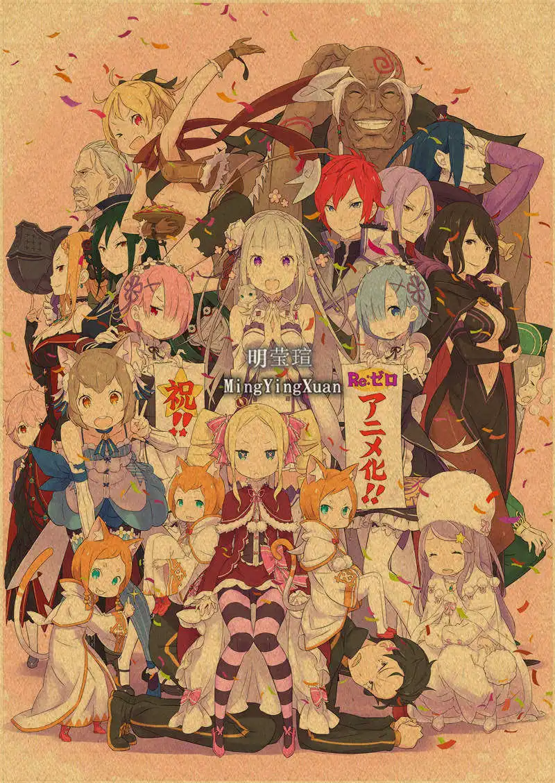 Re:Zero плакаты аниме крафт-бумага Ретро плакат домашняя комната искусство