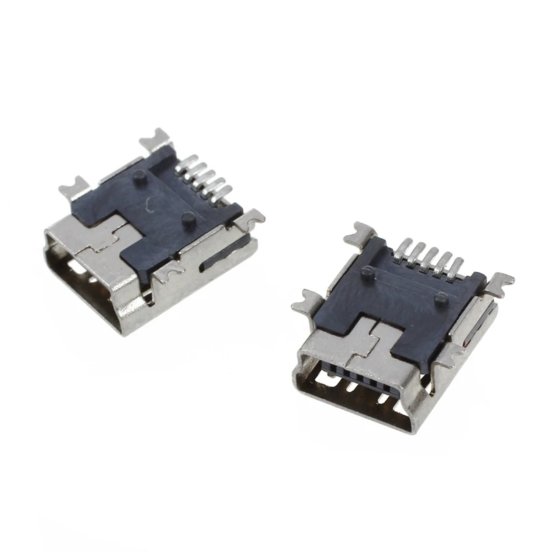 10 шт. Mini USB 5 Pin гнездовой разъем SMT "сделай сам" Серебряный тон темно-серого