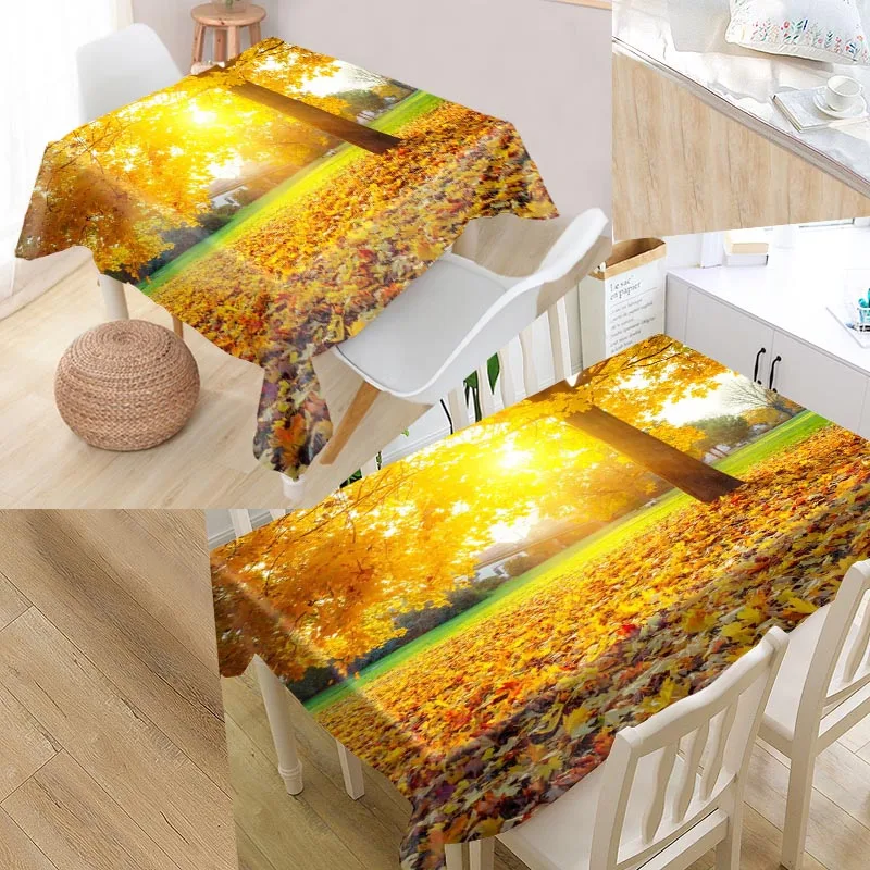 

Forests Autumn Trees Custom Table Cloth Oxford Fabric Rectangular Waterproof Oilproof Table Cover Family Party Tablecloth
