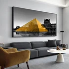 Удивительная Золотая стеклянная пирамида Лувра в черно-белых городских плакатах настенные картины для гостиной