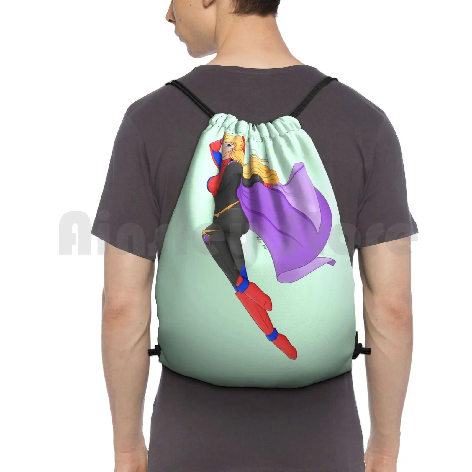 

Full Circle Stream Backpack Drawstring Bags Gym Bag Waterproof Comic Original Character Superhero Super Hero