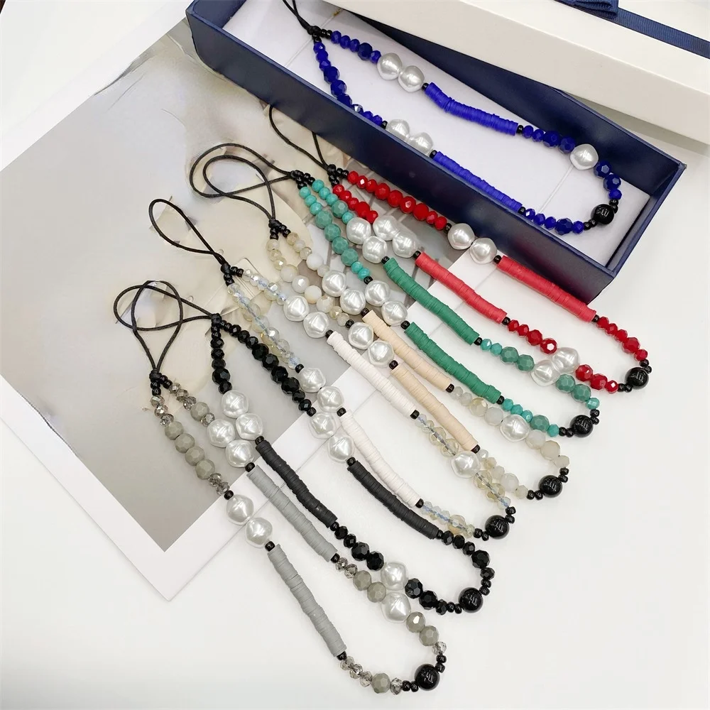 

Mobile Phone Chain Crystal Lanyard Imitation Pearl Soft Pottery Pendant Ornaments