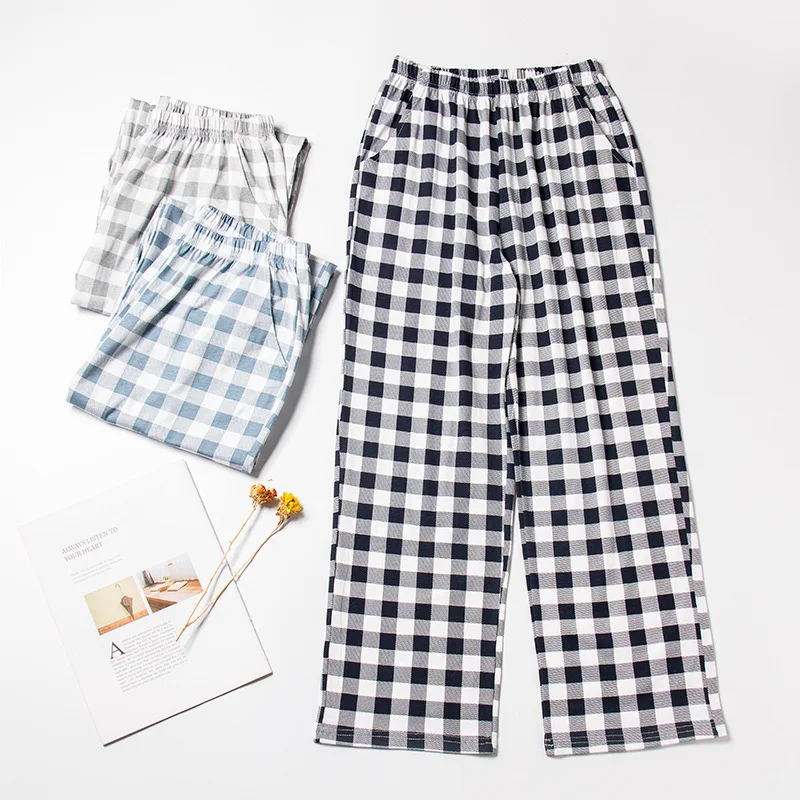 

Casual Plaid Print Pajama Pant Couple Home Wear Cotton Pants Spring Autumn New Casual Trousers Loose Big Size Sleepwear M-4XL