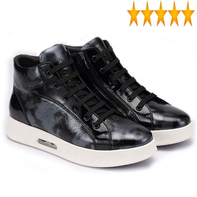 

Fall High Top Sneakers Winter Warm Cushioning Camouflage Men Shoes Luxury Brand Candy Color Platform Trainer Genuine Leather
