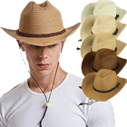Соломенная ковбойская шляпа, летняя пляжная Панама, солнцезащитные шляпы для мужчин, женщин, мужчин, унисекс, с широкими полями, Федора, дизайнерская, ковбойская шляпа для вечеринки