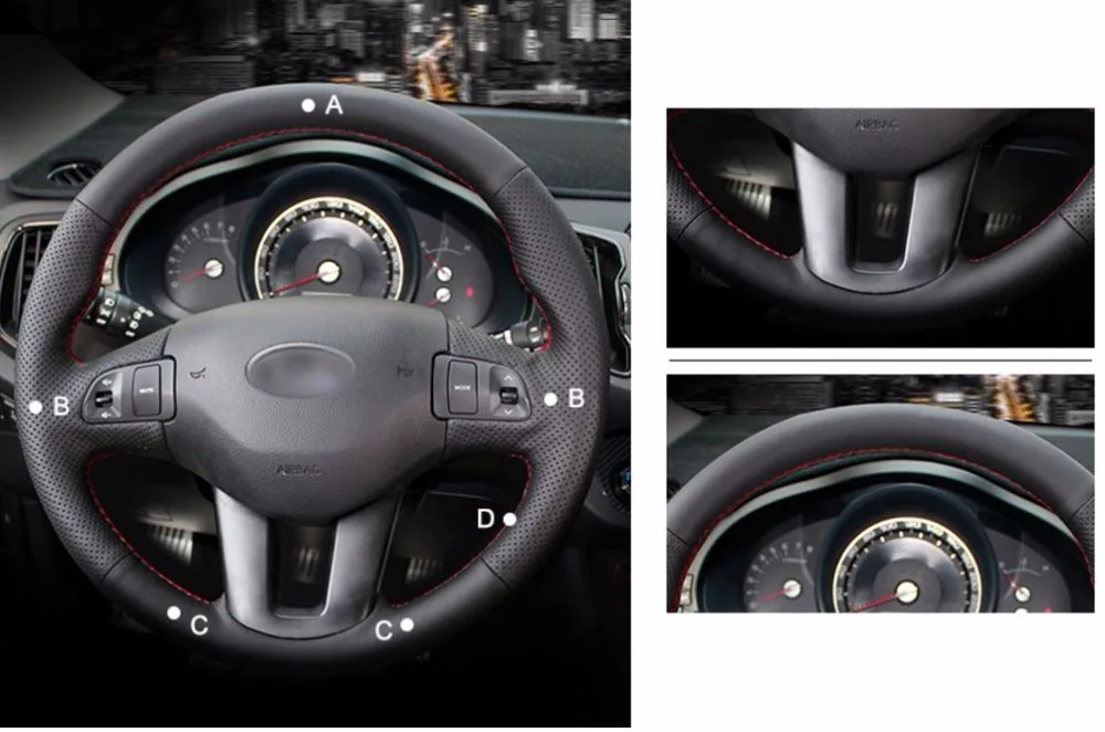 Швейные натуральная кожа чехол рулевого колеса автомобиля автомобильные