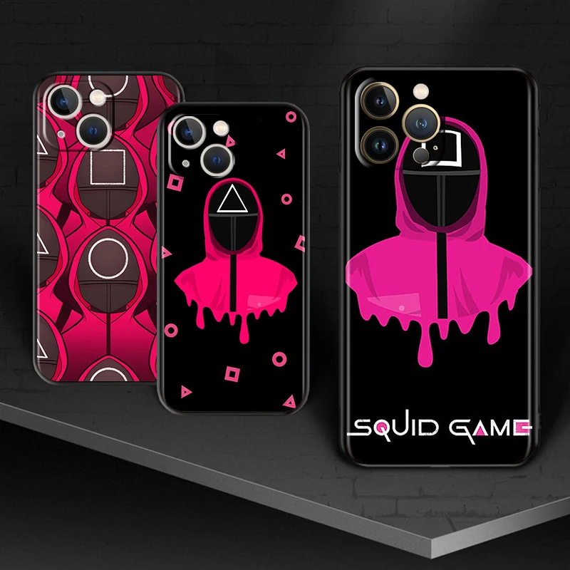 

Squid Game for Apple iPhone 13 12 11 Pro Max mini XS XR X 7 8 6S 5S SE 2020 Soft Black Phone Case Cover