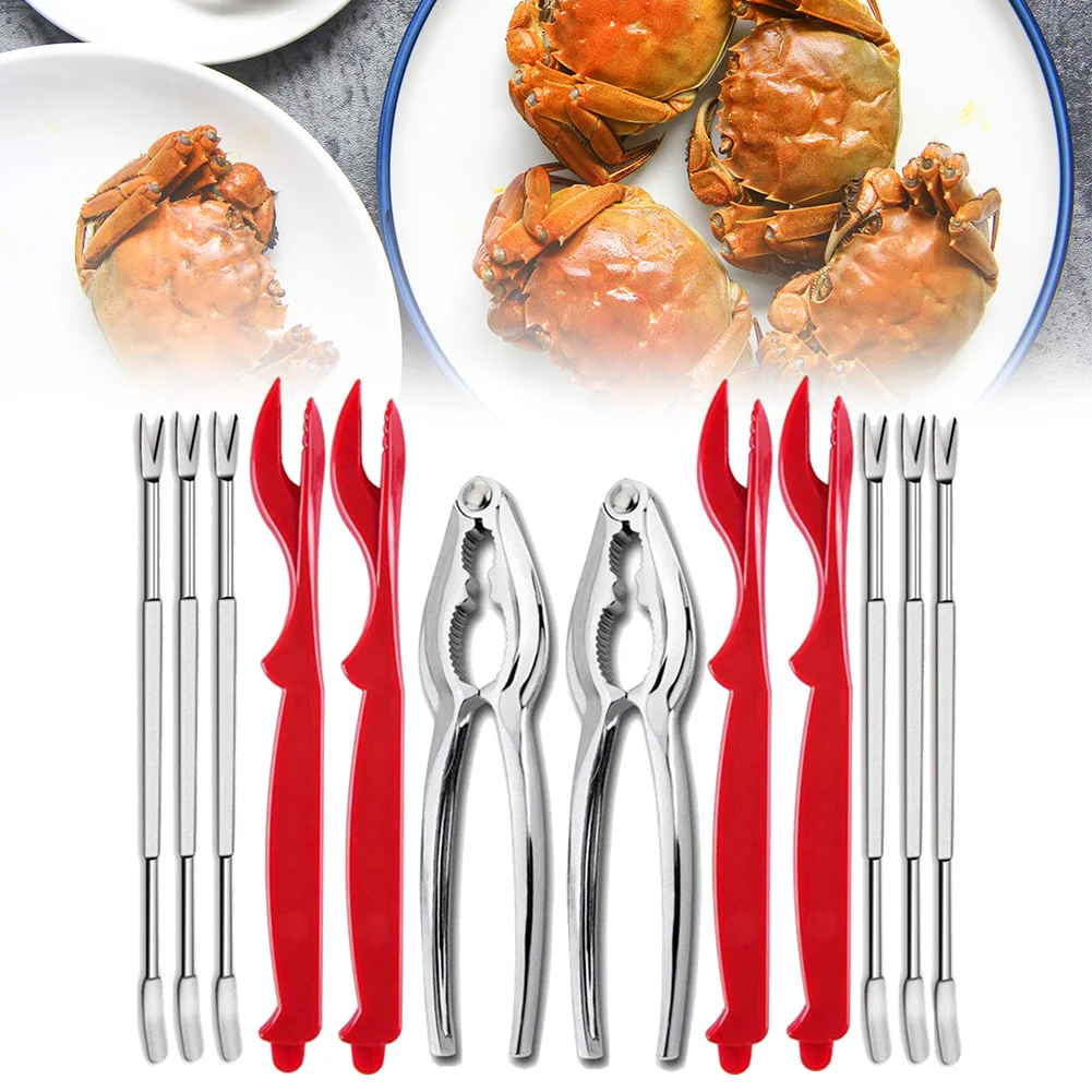 

12PCS/Set Seafood crab Tool set Crab Clip Set Stainless Steel Crab Crackers Opener Kitchen Gadgets Accessories