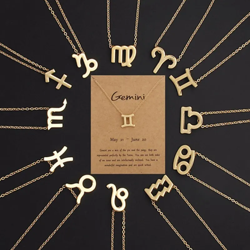 

Zodiac necklace gold female models 12 constellation leo Aries necklace pendant fashion necklace for women charty gift jewelry