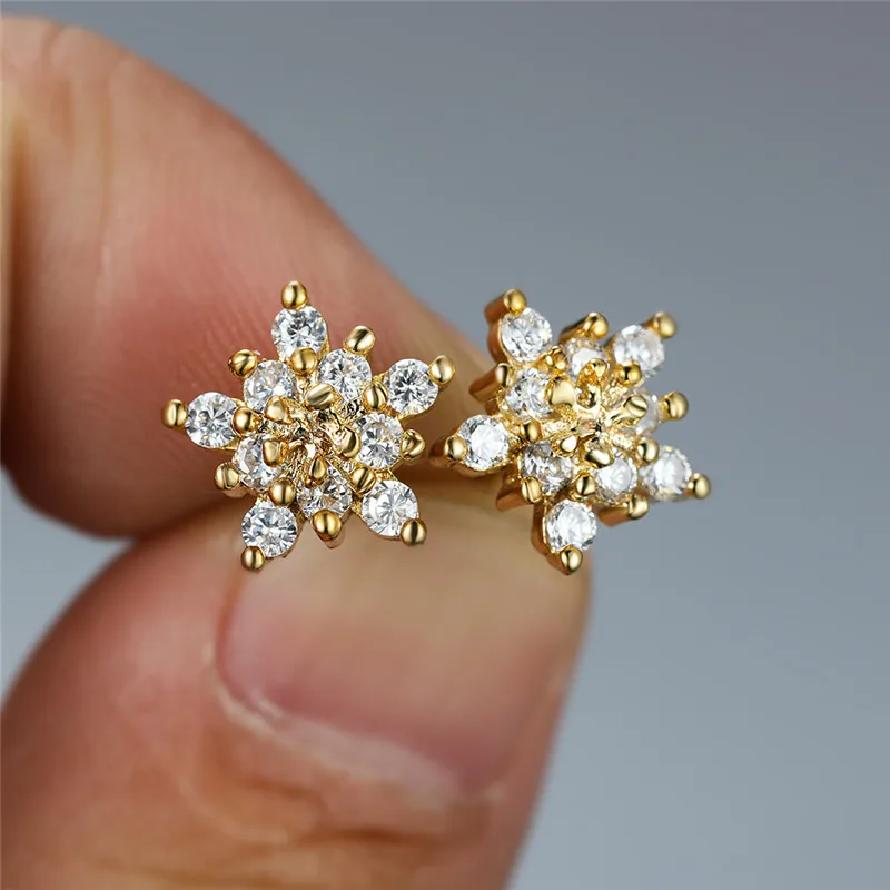 Белые циркониевые милые серьги гвоздики со снежинками для женщин винтажные