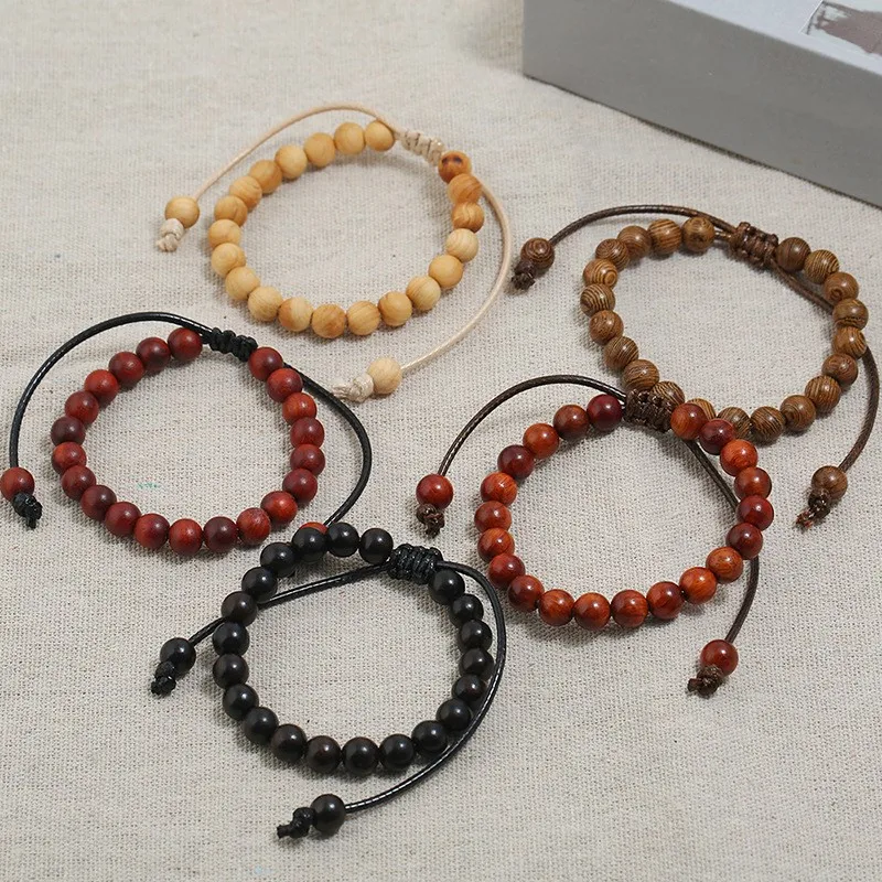 Новинка Подвеска из натурального дерева с бусинами Регулируемый веревочный