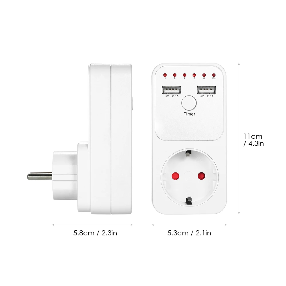 Розетка с таймером обратного отсчета 2 USB-портами 5 В штепсельная розетка таймер