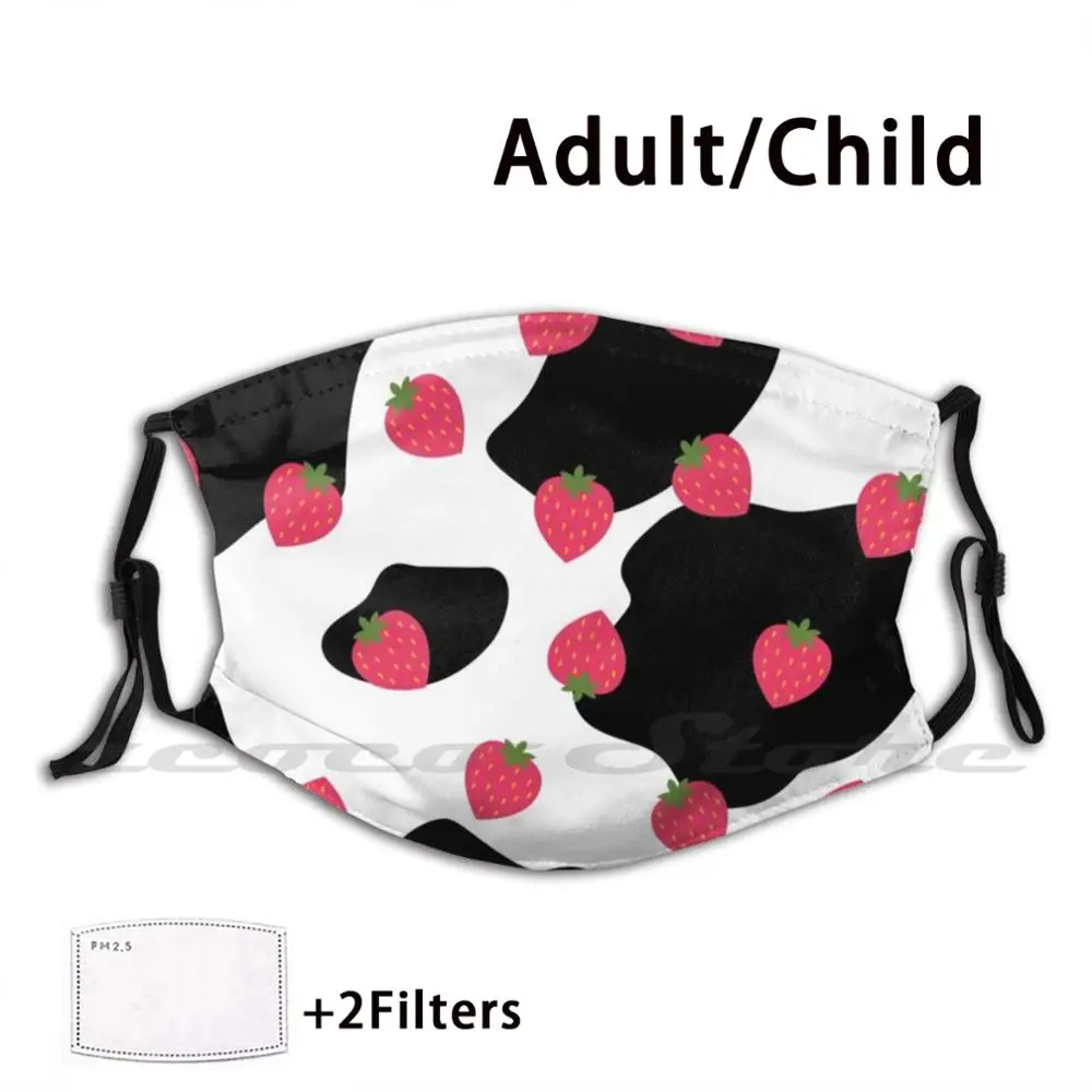 Маска клубника корова Ткань моющийся фильтр &quotсделай сам&quot Pm2.5 для взрослых