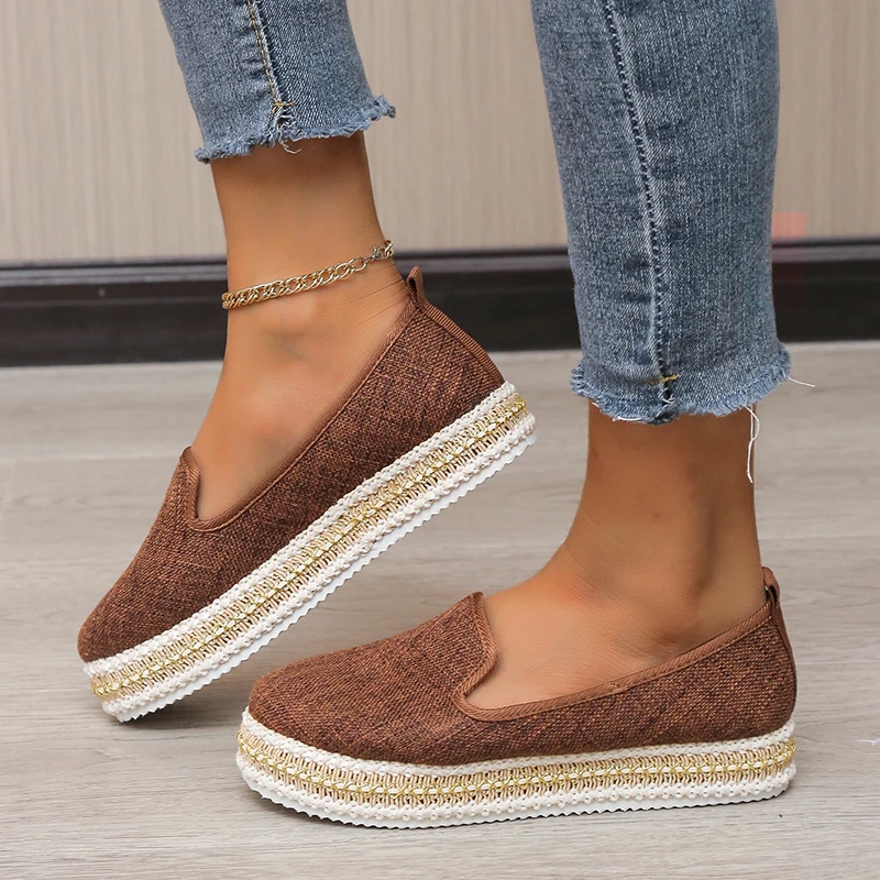 

2021 autumn/winter new single shoes casual shoes Lok Fu shoes one pedal flat bottom comfortable hemp rope bottom 36-43