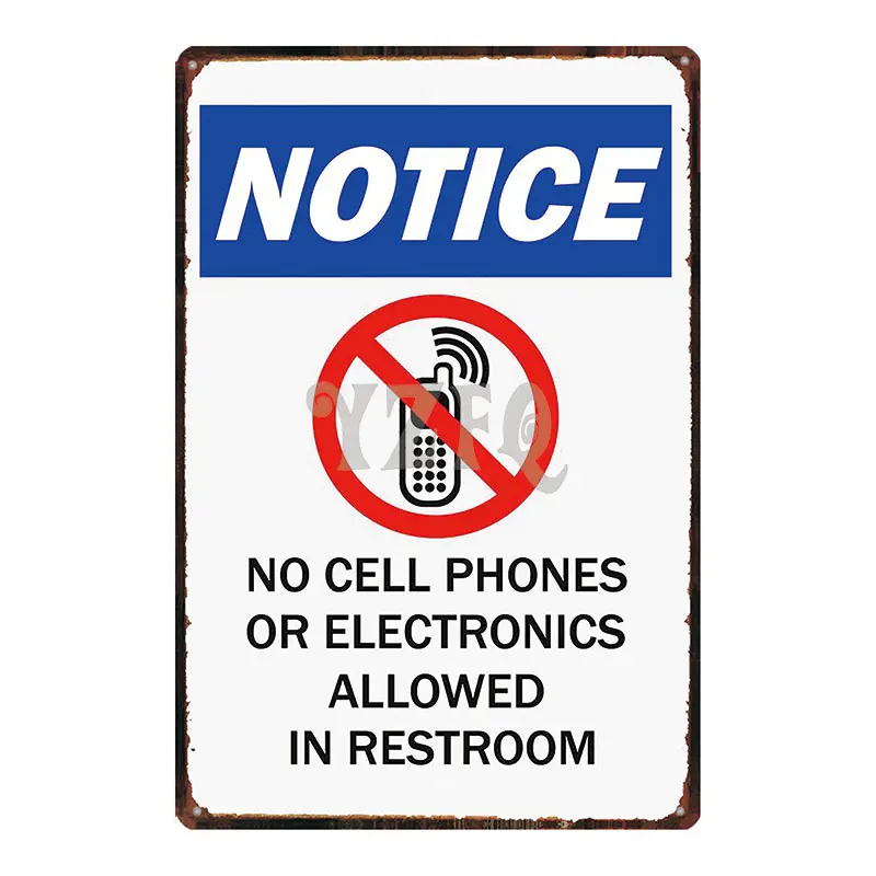 Notice Sign Restroom Poster Plaque Metal Vintage Exit Advertising Wall Poster Bar Shop Art Home Decor Cuadros DU-3300A - Color: DU-3313