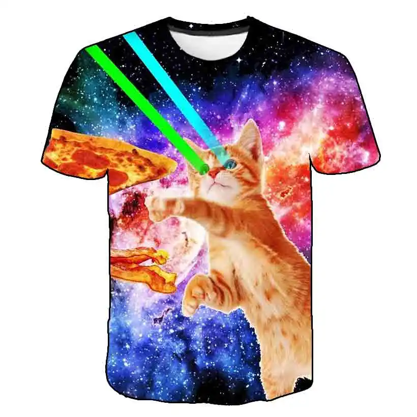 

Boys and Girls Cartoon Fashion animals pattern cat fashion T shirt Children Short Sleeve Summer hot sale Kids T-shirt Clothes