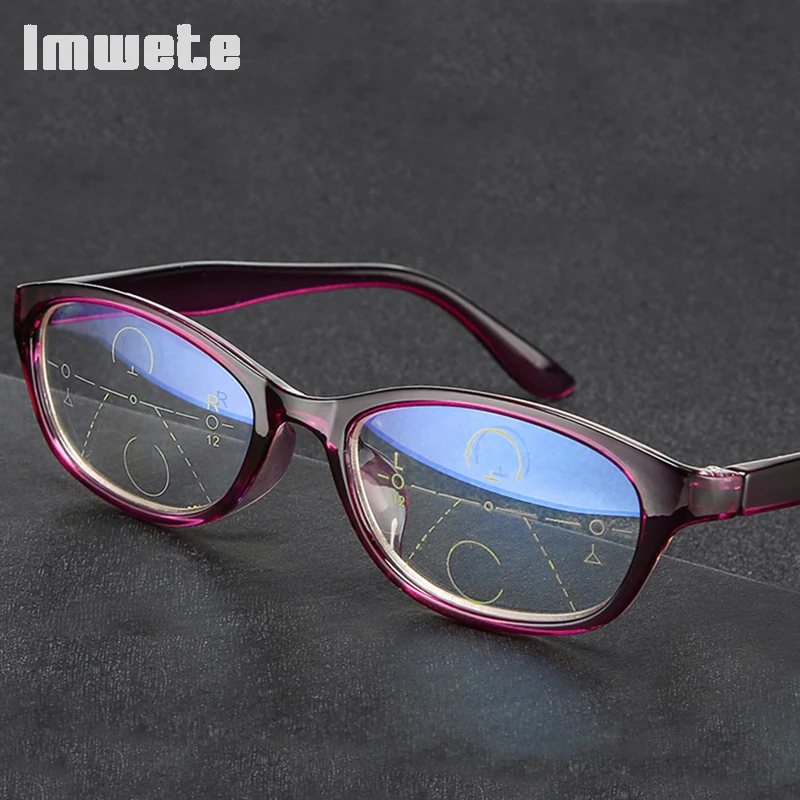 

Imwete Women Reading Glasses Fashion Automatic Zoom Progressive Multifocus Eyeglasses Anti-Blue Eyewear +1.0 1.5 2.0 2.5 3.0 3.5
