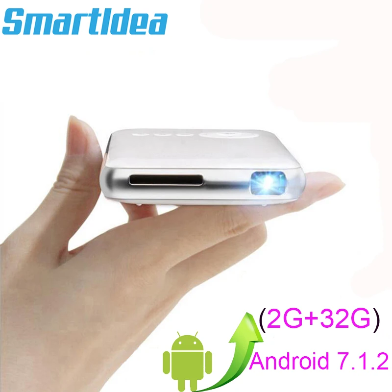SmartIdea Android 7.1.2 5000 мАч ручной светодиодный мини-проектор, Wi-Fi, Bluetooth, DLP, 1080 P, проектор с поддержкой AirPlay Miracast AC3