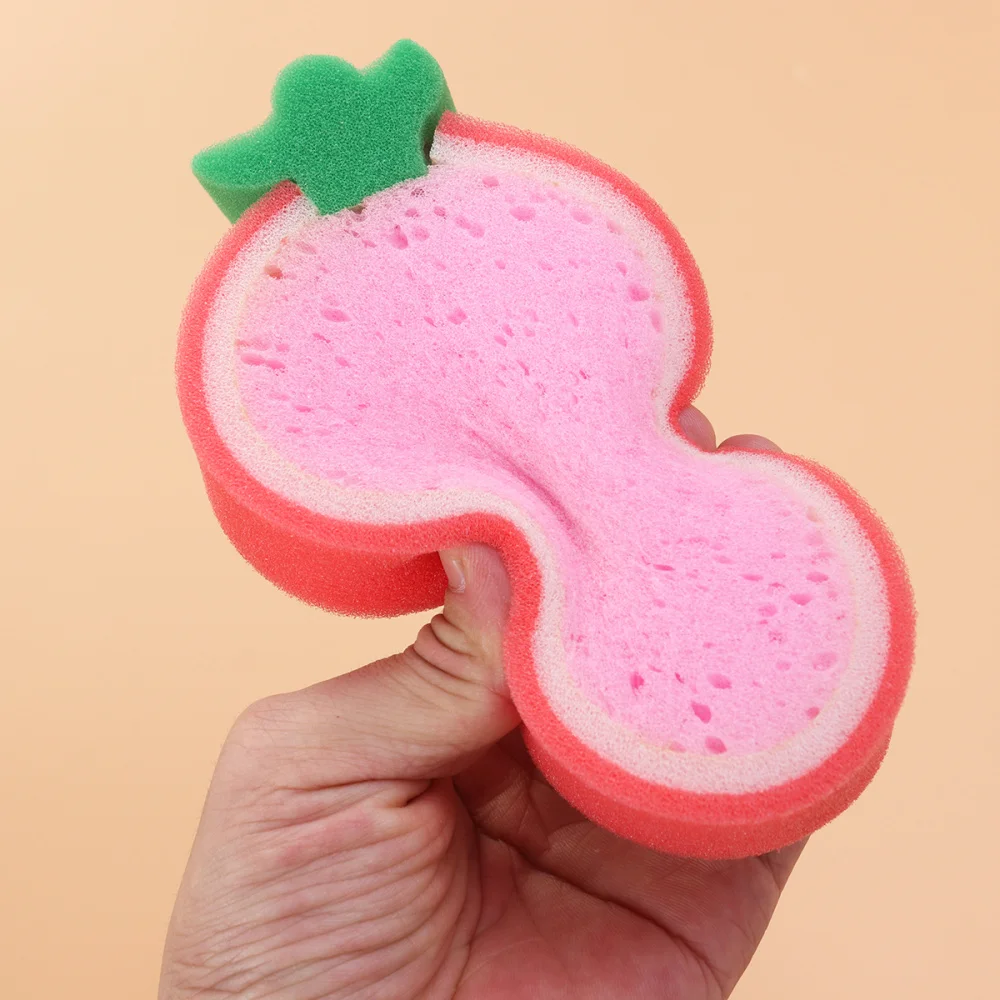Esponja de limpieza de ducha de dibujos animados creativos, esponja de ba&ntilde;o de frutas de ducha de algod&oacute;n para ni&ntilde;os, (Kiwi, fresa, naranja y Mango), 4 Uds.-2