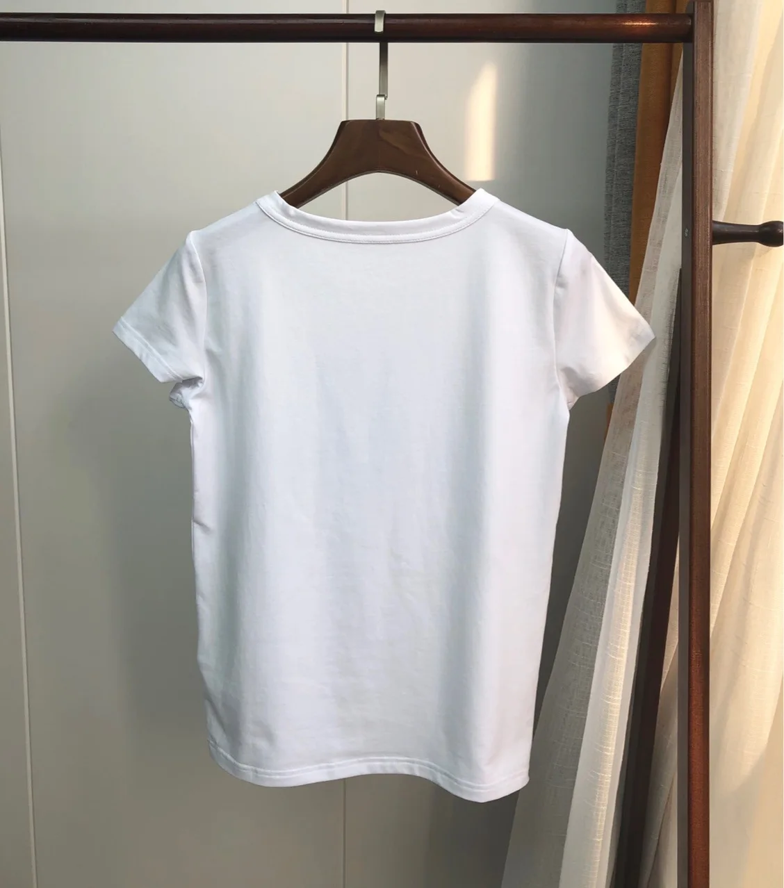 

Women T-shirt Blue Letter Simple Cotton Short Sleeve T-Shirt