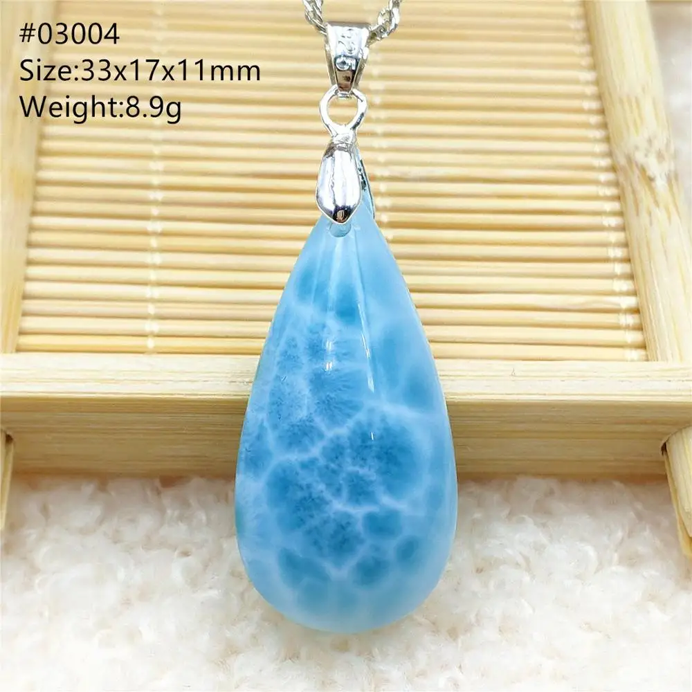 Natural Blue Larimar Heart Pendant Necklace Water Drop Larimar Gemstone Women Pendant Necklace Water Drop AAAAAA