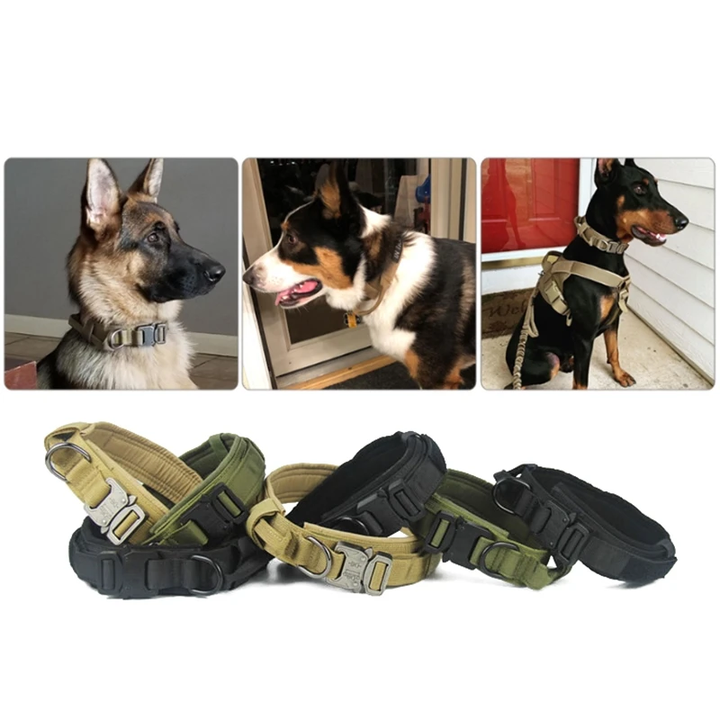 

Military Tactical Pet Dog Collar with Adjustable Metal Buckle Control Handle Pet Dog Training Collar for Medium Large Big Dogs