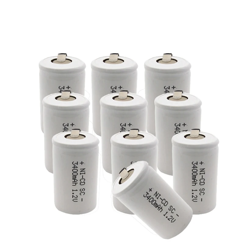 

18pcs Sub SC 3400mAh battery NI-CD Rechargeable Battery 1.2V with tab 3400mAh for electrical tools Free shipping