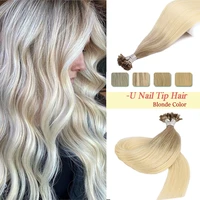 bily ombre colored natural u nail tip keratin human hair extensions pre bonded fusion hair capsules straight strands 20 1 0gs
