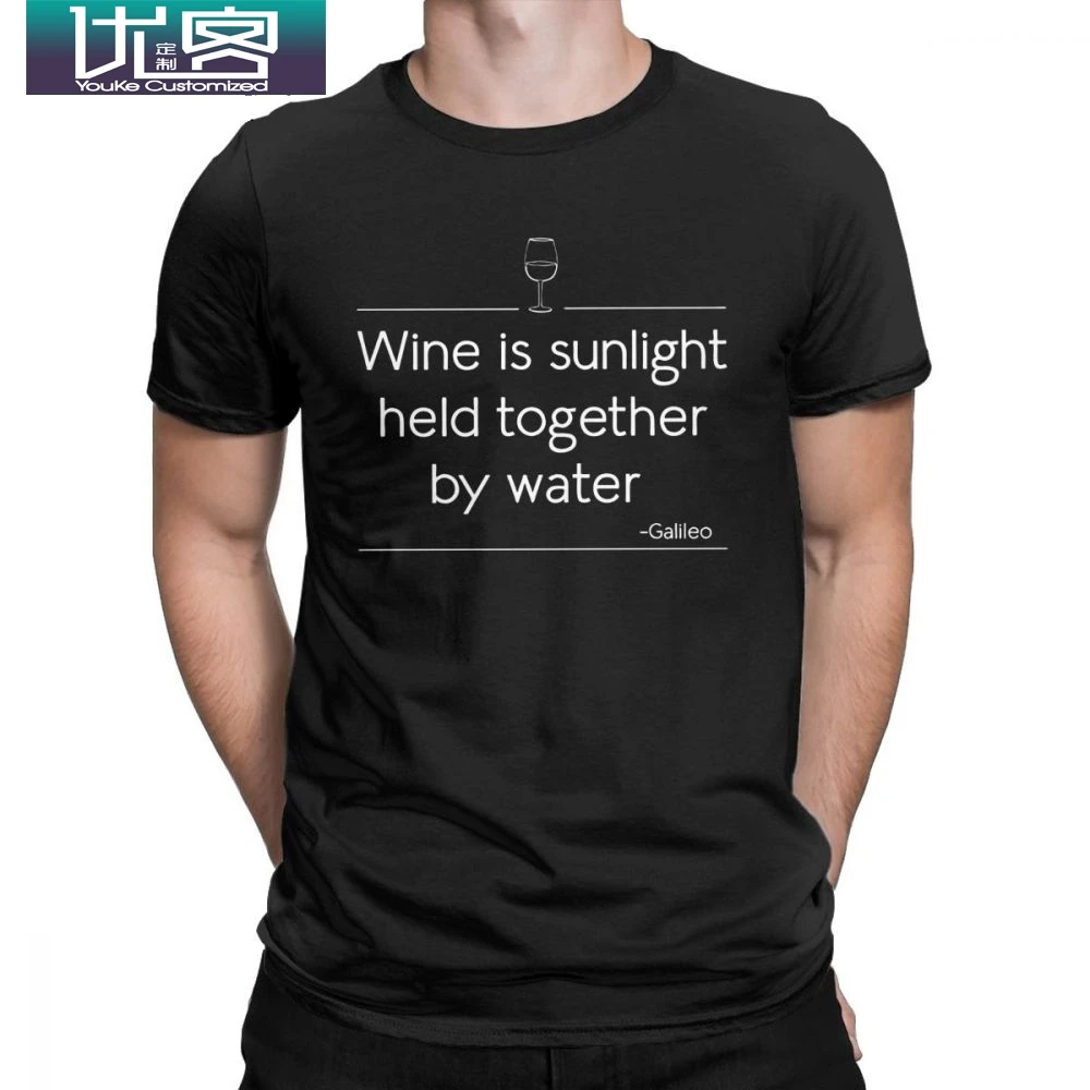 Мужская футболка Wine Is Sunlight удерживаемая вместе водой топы Galileo из чистого хлопка