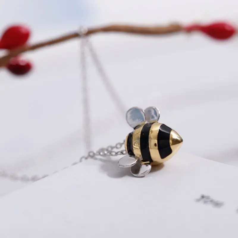

Bee Pendant Necklace 925 Sterling Silver Fashion Creative Female Cute Jewelry