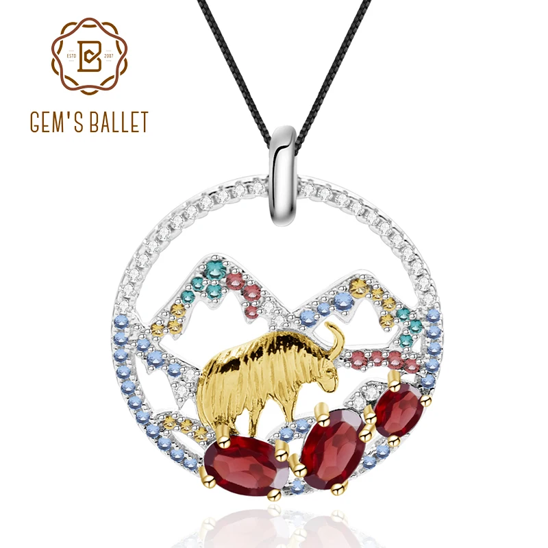 GEM'S балет натуральный красный гранат Золотой Як Снежная гора 925 пробы