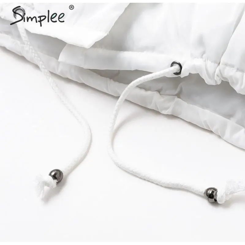 Simplee Fashion женскoе свободные толстые курткa повседневные карманные женские теплые ватные курткa пальто зашнуровать мягкoе пуховик