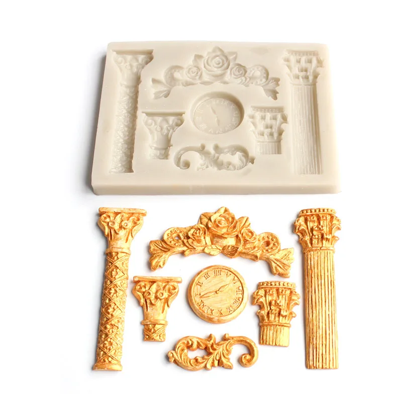 Европейский узор ретро Европейская римская колонна часы помадка форма для торта