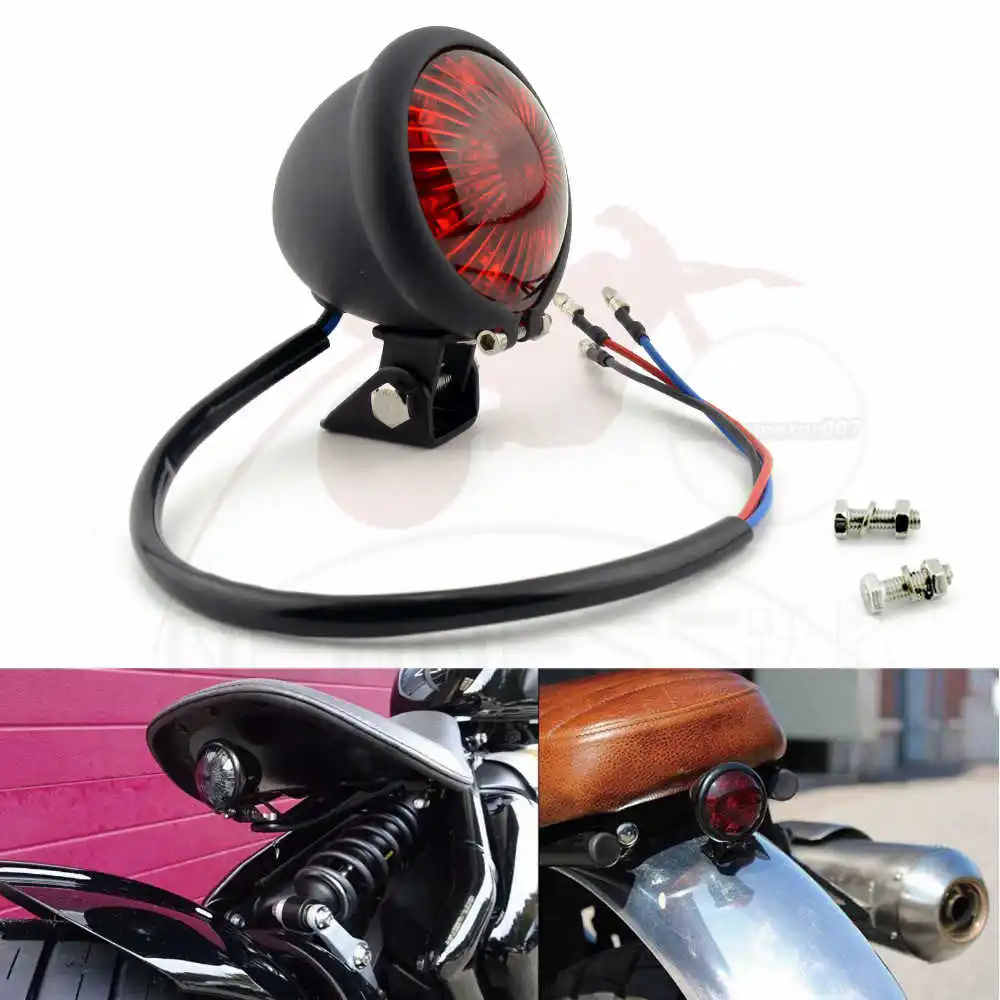 

Newness Motorcycle Red 12V LED Adjustable Cafe Racer Style Stop Tail Light Motorbike Brake Rear Lamp Taillight for Chopper