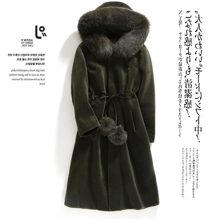Sheep Sheared Wool Coat Female 2020 New Long Winter Jacket Women Fox Fur Collar Coats Chaquetas Invierno Mujer KJ518