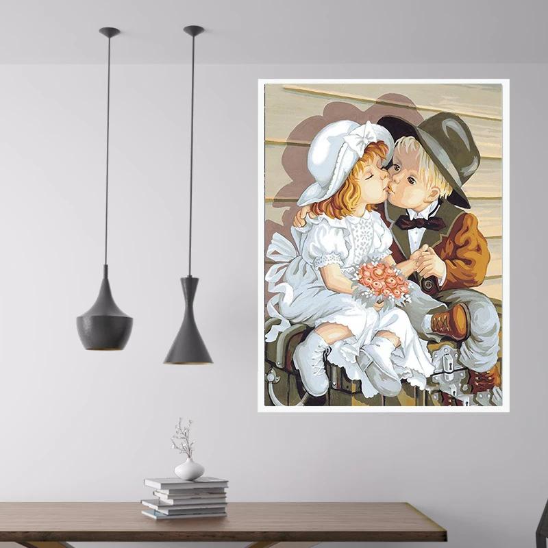 Алмазная вышивка Стразы с квадратными стразами портрет два ребенка мозаика 5D