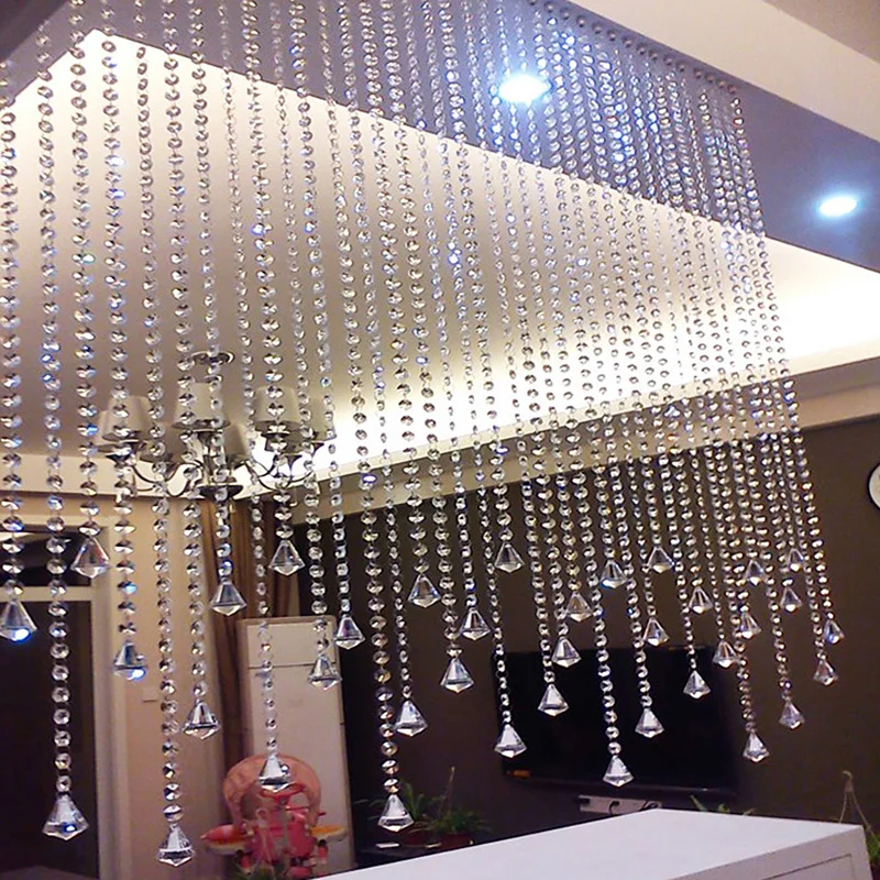 5Pcs Acrylic Crystal Beads Curtain Pendants Transparent Water Drop Diamond Shape Chandelier Hanging Decor Wedding Party Garland