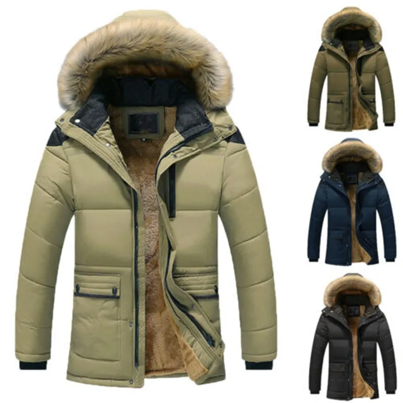 

Мужская зимняя флисовая парка с капюшоном и мехом