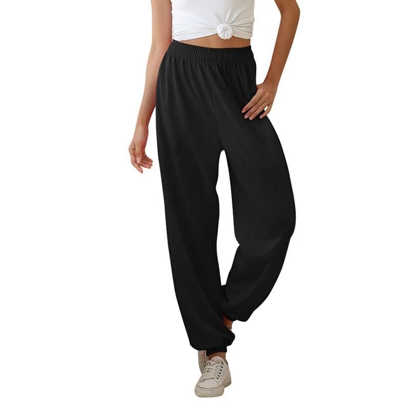 

2 Pcs Sweatpants Women Casual Loose Harem Pants Solid Hip Hop High Waist Pants Baggy Trousers XL Size Black & Green