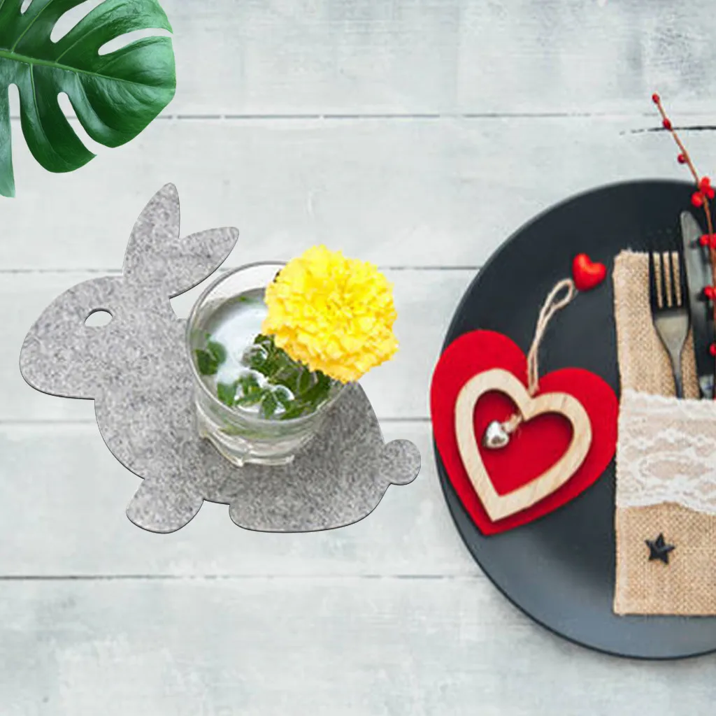 

4 Pieces Creative Easter Rabbit Shape Mats For Drinks Cup Bottle Holder Cup Mats