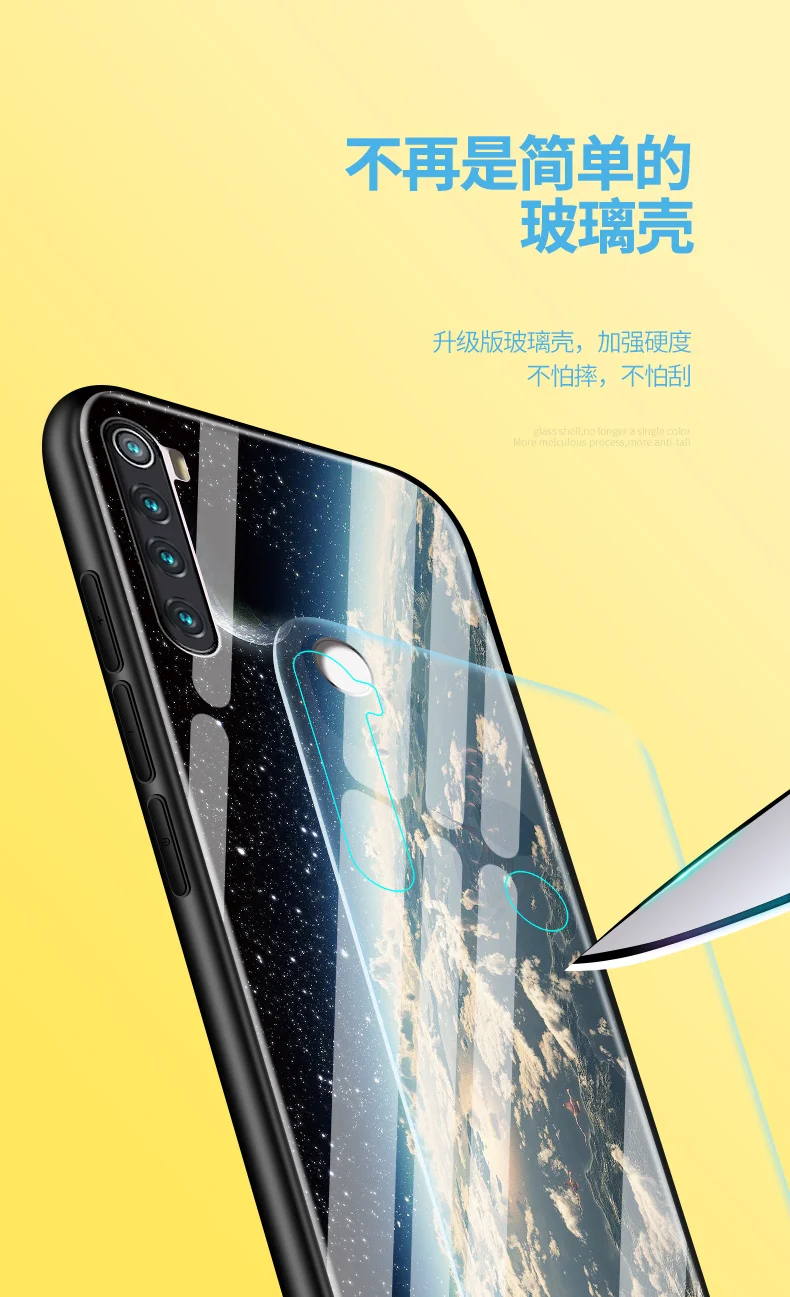 Чехол для xiaomi redmi note 8 T роскошный жесткий защитный чехол из закаленного стекла с 3D