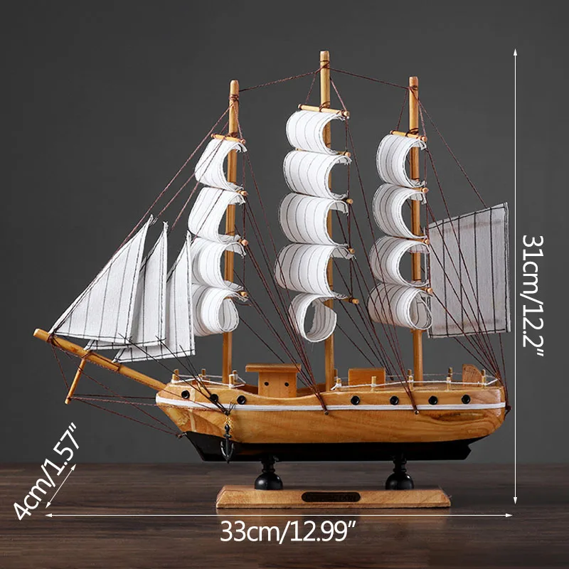 

Creative Mediterranean Sailing Boat Wooden Ornament Decoration Ship Miniature Vintage Boat Decor Home Office Decoration Gifts
