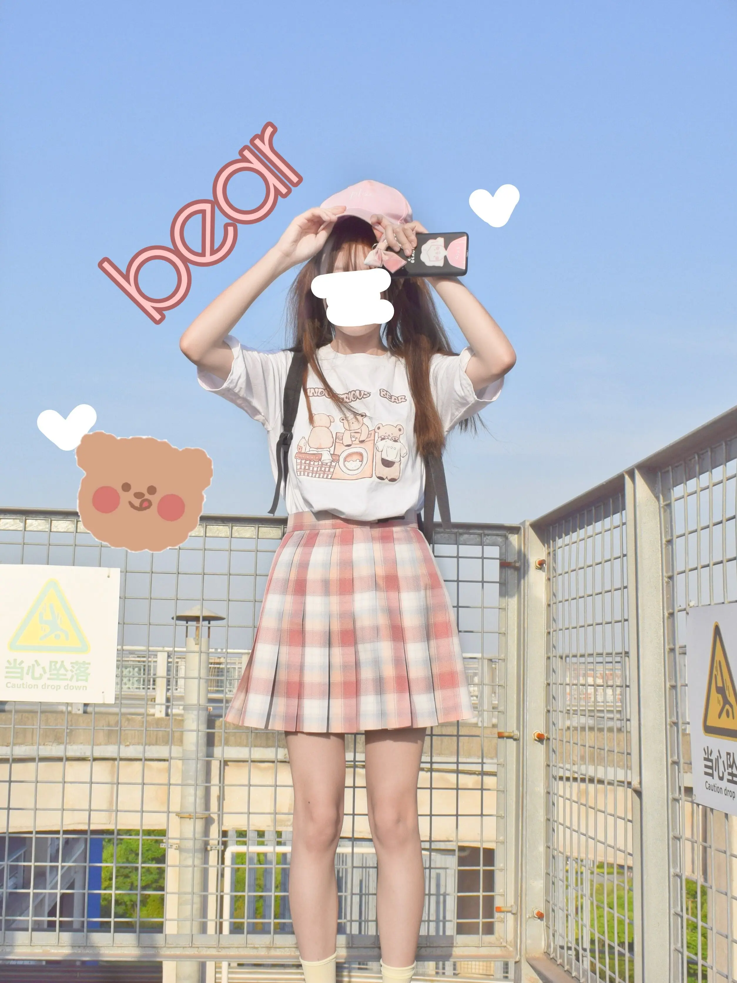 

Cute Bear Pattern Pure Cotton Short Sleeve Tops Girl Soft Sister Loose Vintage Sweet All-match Pullover Women Summer Shirt