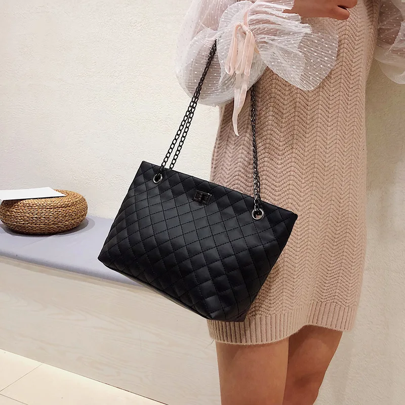 

Luxury Brand Plaid Crossbody bags for women 2020 Large Female Handbags Designer Black Leather Messenger Tote Women shoulder bag