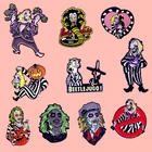 Эмалированная брошь Beetlejuice, значок Алек Болдуин Гина Дэвис, значки на лацкан, Металлические Булавки, ювелирные аксессуары из сплава, подарки