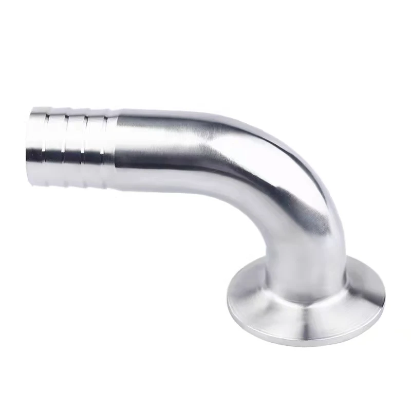 

304 Stainless Steel Sanitary Ferrule Elbow 90 Degree Hose Barb Pipe Fitting 1.5" Tri Clamp (Tube OD: 19mm/25mm/32mm/38mm)