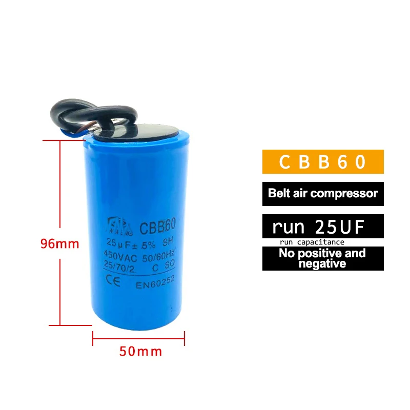 Воздушный компрессор CBB60 с прямым подключением пусковой конденсатор 450 в емкость