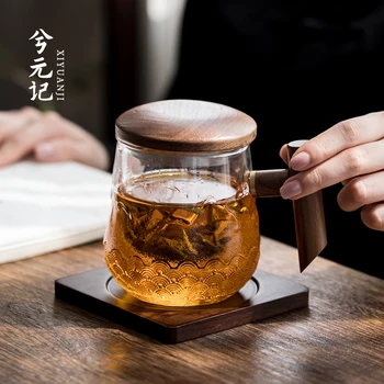 heat-resistant tea, separate tea making cup, men's and women's simple water cup with lid, household filter tea cup