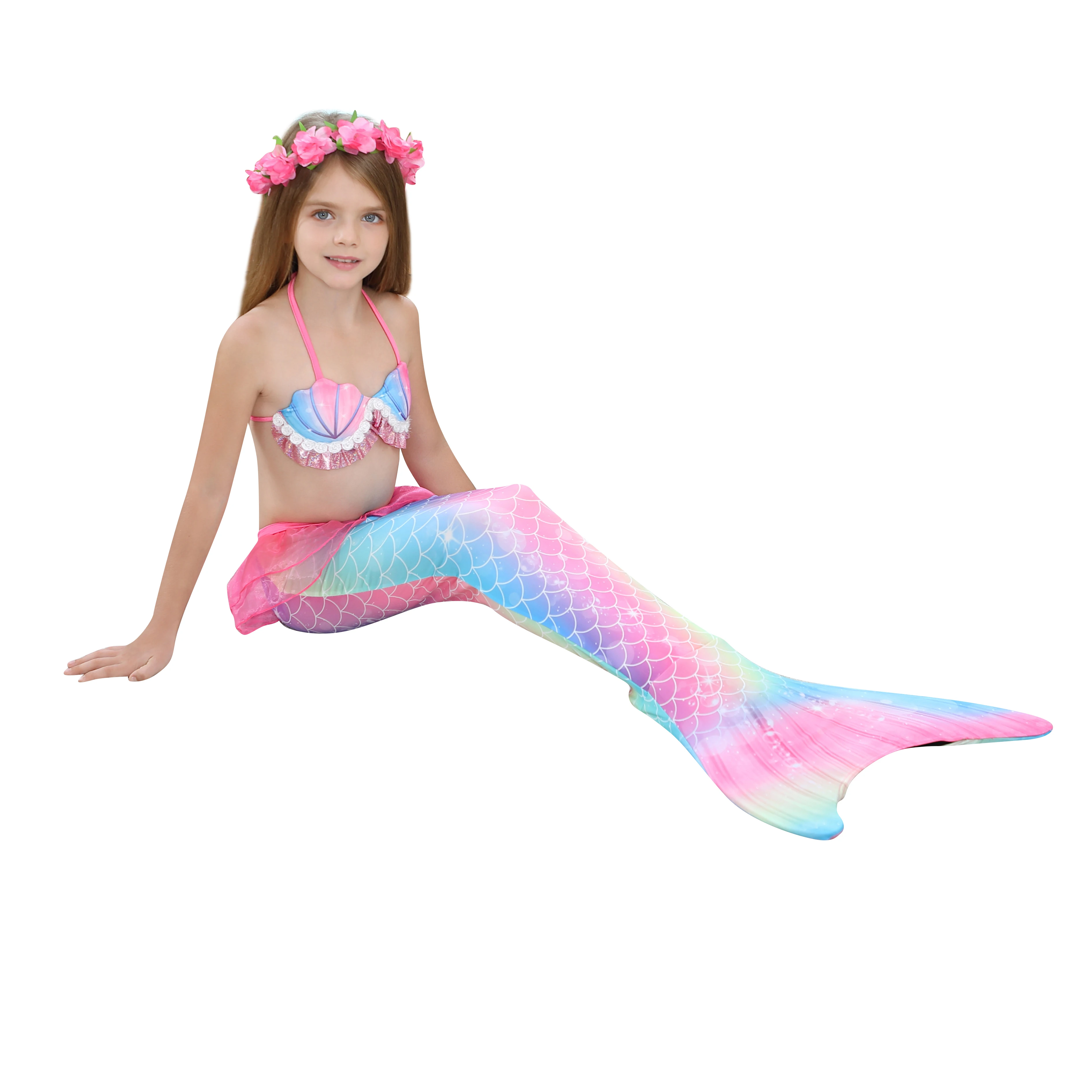 

Kids Holiday Mermaid Costume Cosplay Swimsuit Birthday Girls Swimmable Mermaid Tail Princess Dress