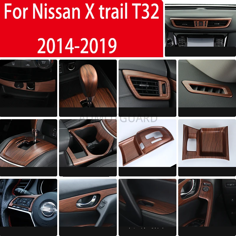 For Nissan X Trail T32 X-trail 2014-2019 Gear Plate Cup Holder Frame Steering Wheel Patch Armrest Frame Car Interior Accessories